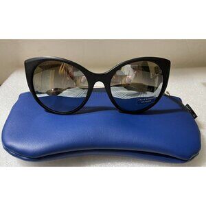 LA VITA by PRIVE REVAUX The Pia Polarized Sunglasses Black & Wristlet Case NEW